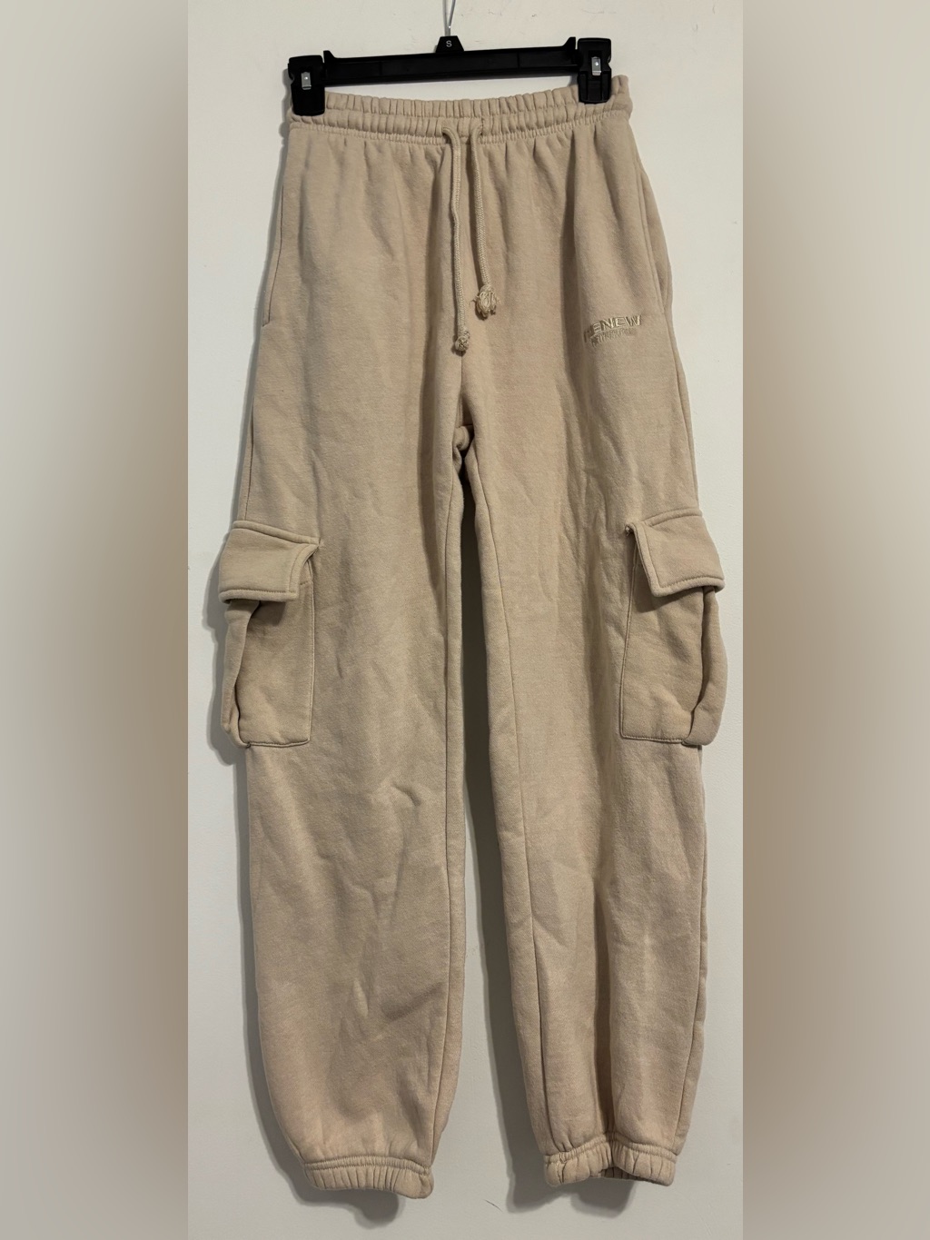 Beige Cargo Pocket Sweatpants